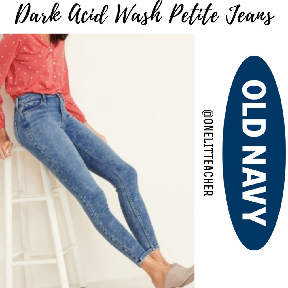 Old Navy Rockstar Super Skinny High-Rise Acid Wash Petite Dark Jeans